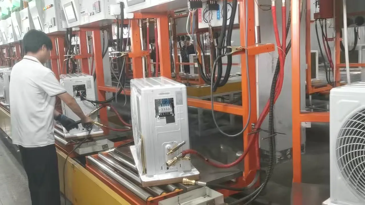 Actual outdoor air conditioner unit assembly line